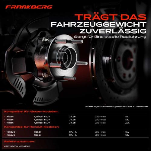 1x Radnabe Radlagersatz Hinterachse beidseitig für Nissan Qashqai II SUV Renault Kadjar Bj ab 2013 Bild 1x Radnabe Radlagersatz Hinterachse beidseitig für Nissan Qashqai II SUV Renault Kadjar Bj ab 2013