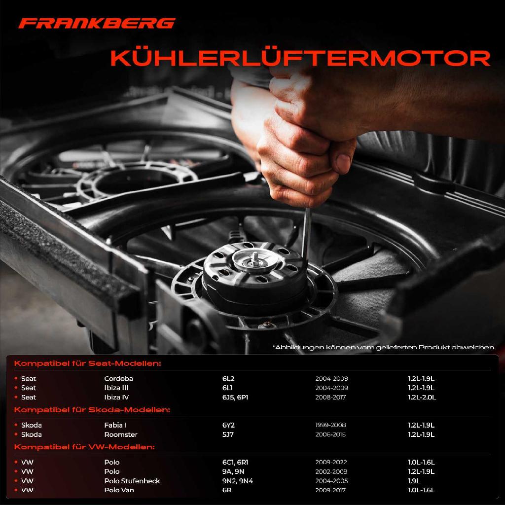 1x Lüfter Kühlerlüfter Motorkühlung Elektromotor für VW Polo 9N Skoda Fabia Ibiza