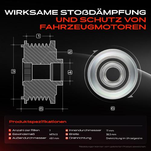 1x Generatorfreilauf Lichtmaschine für Mercedes-Benz W447 Opel Fiat Nissan Renault Bild 1x Generatorfreilauf Lichtmaschine für Mercedes-Benz W447 Opel Fiat Nissan Renault