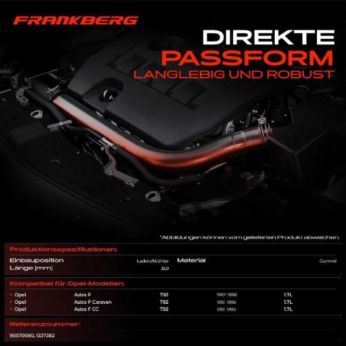 Frankberg 1x Kühlerschlauch Turboschlauch für Opel Astra F T92 Astra F Caravan Astra F CC 1.7L 1991-1998 Bild Frankberg 1x Kühlerschlauch Turboschlauch für Opel Astra F T92 Astra F Caravan Astra F CC 1.7L 1991-1998