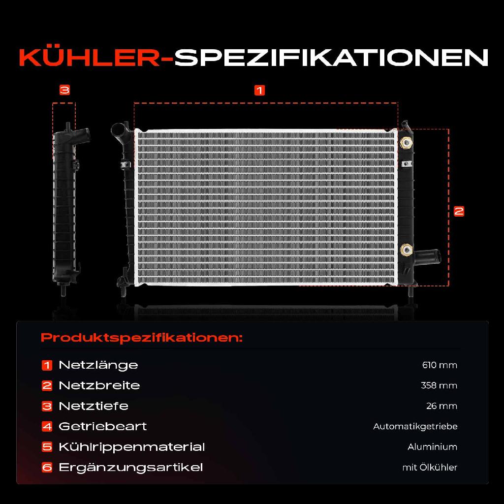 1x Kühler Wasserkühler Motorkühler für Saab 9-5 Kombi YS3E 2.0L 3.0L 1997-2001