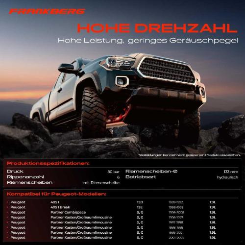 Frankberg 1x Servopumpe hydraulisch für Peugeot 405 I? 15B 15E Partner Combispace Kasten 5F Bild Frankberg 1x Servopumpe hydraulisch für Peugeot 405 I? 15B 15E Partner Combispace Kasten 5F