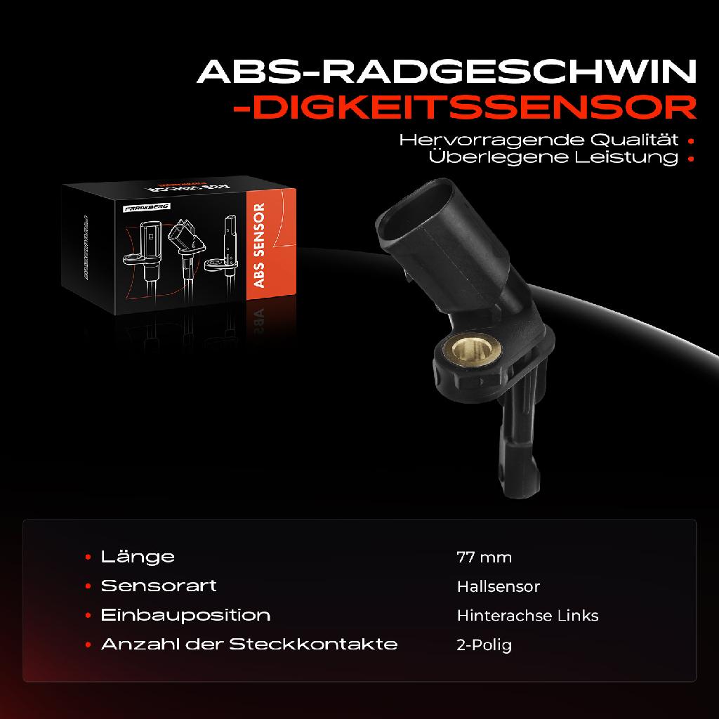 1x ABS Sensor Hinterachse links für VW Beetle Golf Plus V Variant VI Jetta IV Passat CC Scirocco Sharan