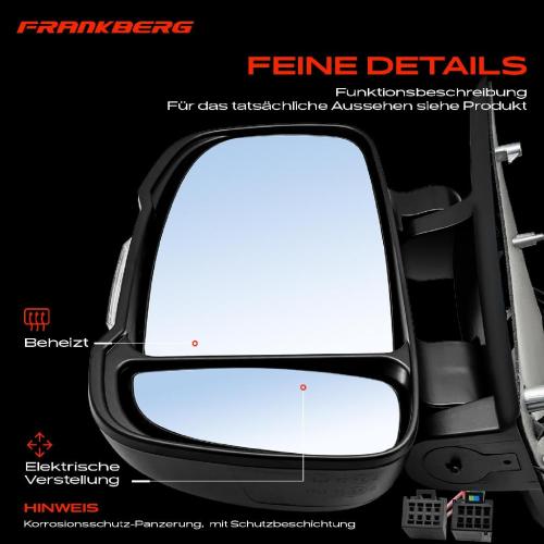 Frankberg 1x Außenspiegel Links für Citroën Jumper Fiat Ducato Peugeot Boxer 250 Bj ab 2006 Bild Frankberg 1x Außenspiegel Links für Citroën Jumper Fiat Ducato Peugeot Boxer 250 Bj ab 2006