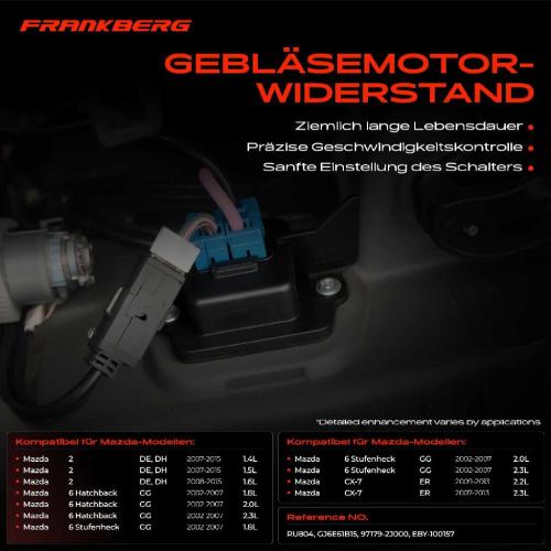 1x Widerstand Vorwiderstand Gebläsemotor für Mazda 2 DE DH 6 GG CX-7 ER 2002-2015 1.3L-2.3L Bild 1x Widerstand Vorwiderstand Gebläsemotor für Mazda 2 DE DH 6 GG CX-7 ER 2002-2015 1.3L-2.3L