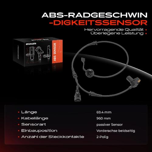 Frankberg 1x ABS Sensor Vorderachse beidseitig für Audi A4 Avant Cabriolet 1.6L 1.8L 1.9L 2.0L 2.4L 2.5L 3.0L 2000-2005 Bild Frankberg 1x ABS Sensor Vorderachse beidseitig für Audi A4 Avant Cabriolet 1.6L 1.8L 1.9L 2.0L 2.4L 2.5L 3.0L 2000-2005