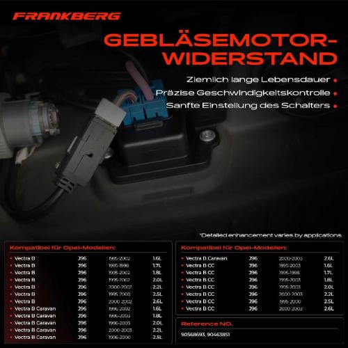 1x Widerstand Vorwiderstand Gebläsemotor für Opel Vectra B / Caravan Vectra B CC 31 36 38 1995-2003 Bild 1x Widerstand Vorwiderstand Gebläsemotor für Opel Vectra B / Caravan Vectra B CC 31 36 38 1995-2003