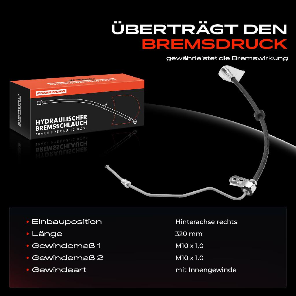 1x Bremsschlauch Bremsschläuche Hinterachse Rechts für Land Rover Discovery Range Rover