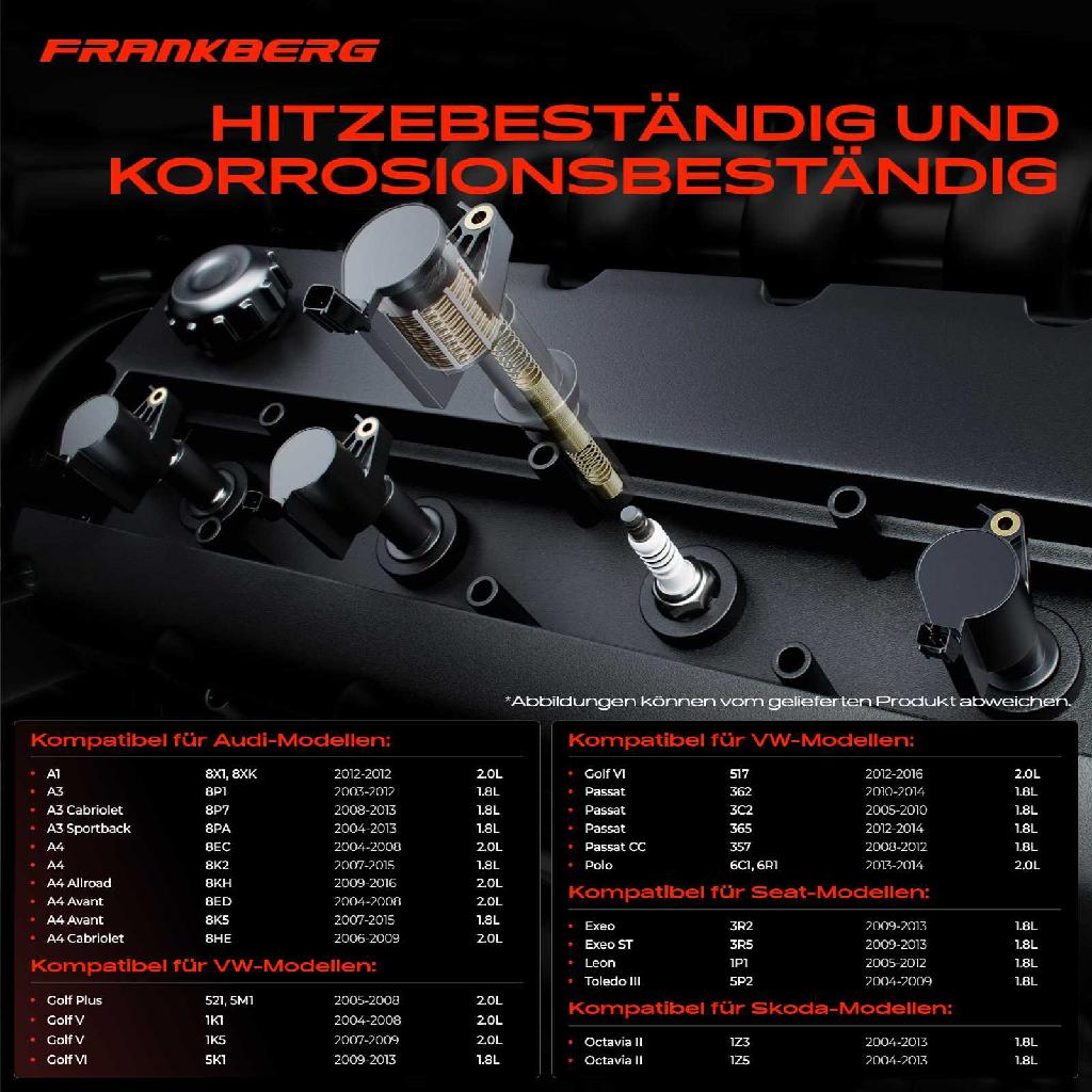 4x Zündmodul Zündspule für VW Golf Plus V Variant VI Jetta IV Polo Passat Alltrack CC Sharan Tiguan Touran