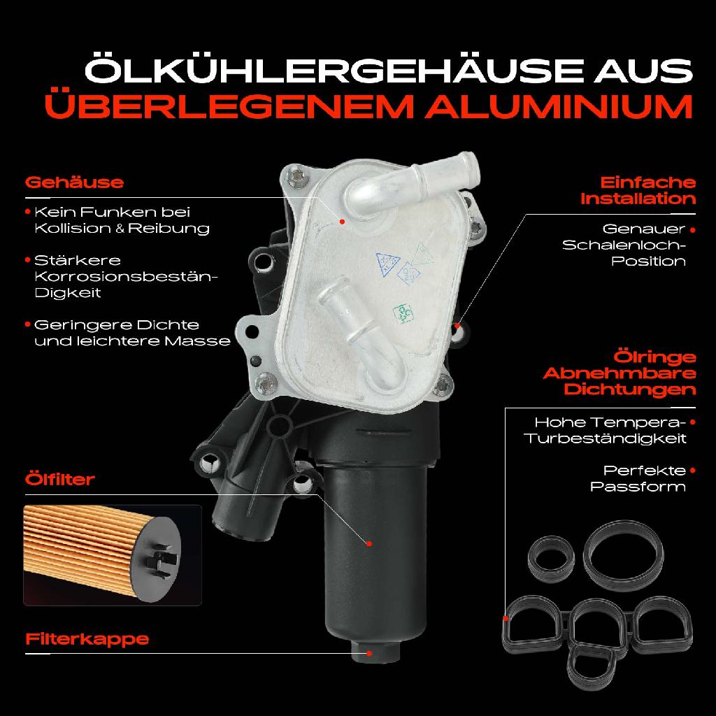1x ÖlkühlerÖlfilter für VW Golf 8 Passat 3G2 Tiguan Audi Q2 Seat Leon Skoda Octavia