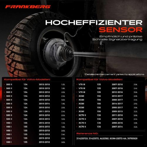 Frankberg 1x ABS Sensor Vorderachse rechts für Volvo S60 II S80 V60 I V70 III XC60 XC70 1.5L 1.6L 2.0L 2.4L 2007-2018 Bild Frankberg 1x ABS Sensor Vorderachse rechts für Volvo S60 II S80 V60 I V70 III XC60 XC70 1.5L 1.6L 2.0L 2.4L 2007-2018