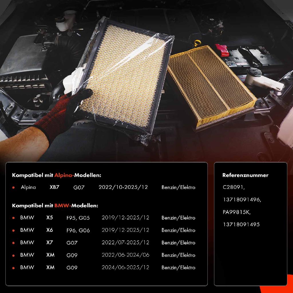 4x Luftfilter Filtereinsatz für BMW F95 F96 G05 G06 G07 G09 Alpina XB7 4.4L
