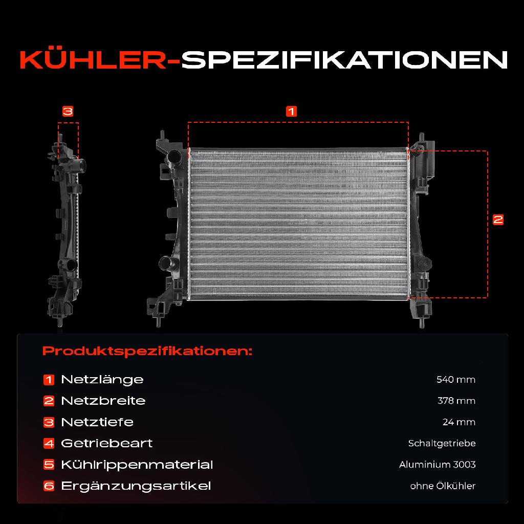 1x Kühler Wasserkühler Motorkühler für Opel Corsa D 1.0L 1.2L 1.4L