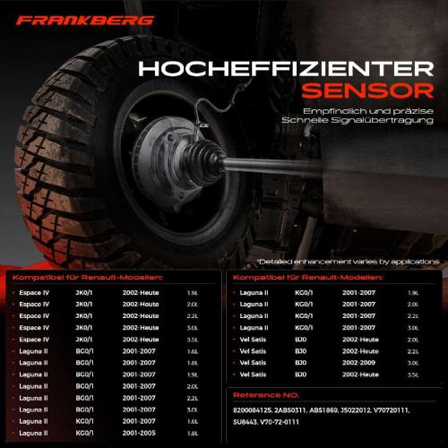 Frankberg 2x ABS Sensor Vorderachse beidseitig für Renault Espace IV Laguna II Grandtour Vel Satis 1.9L 2.0L Bj ab 2001 Bild Frankberg 2x ABS Sensor Vorderachse beidseitig für Renault Espace IV Laguna II Grandtour Vel Satis 1.9L 2.0L Bj ab 2001
