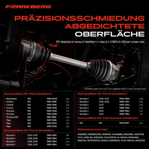 Frankberg 1x Antriebswelle Gelenksatz Vorderachse für Fiat Croma Tipo Alfa Romeo 155 Ford Bild Frankberg 1x Antriebswelle Gelenksatz Vorderachse für Fiat Croma Tipo Alfa Romeo 155 Ford