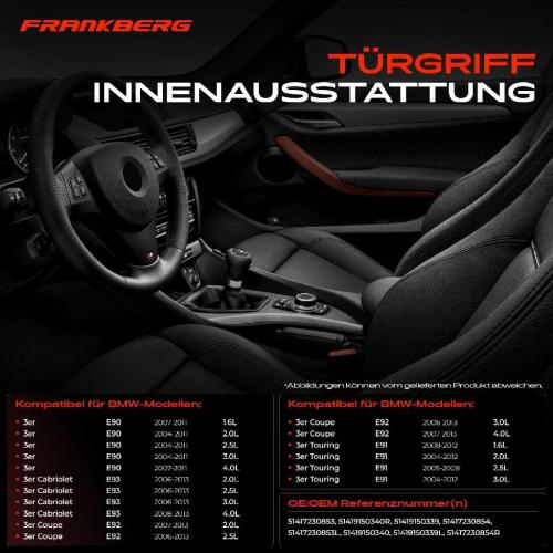 6x Türgriff Innenausstattung Beidseitig für BMW 3er Cabriolet Coupe E90 E93 E92 Bild 6x Türgriff Innenausstattung Beidseitig für BMW 3er Cabriolet Coupe E90 E93 E92