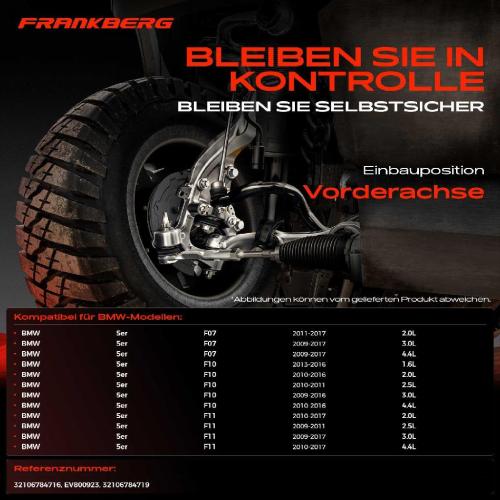 Frankberg 2x Spurstange Vorderachse für BMW 5er F10 5er Gran Turismo F07 5er Touring F11 2.5L 3.0L 4.4L 2009-2017 Bild Frankberg 2x Spurstange Vorderachse für BMW 5er F10 5er Gran Turismo F07 5er Touring F11 2.5L 3.0L 4.4L 2009-2017