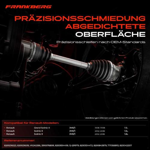 Frankberg 1x Antriebswelle Gelenksatz Vorderachse f r Renault Grand Sc nic II JM0/1 2003-2008 Bild Frankberg 1x Antriebswelle Gelenksatz Vorderachse f r Renault Grand Sc nic II JM0/1 2003-2008