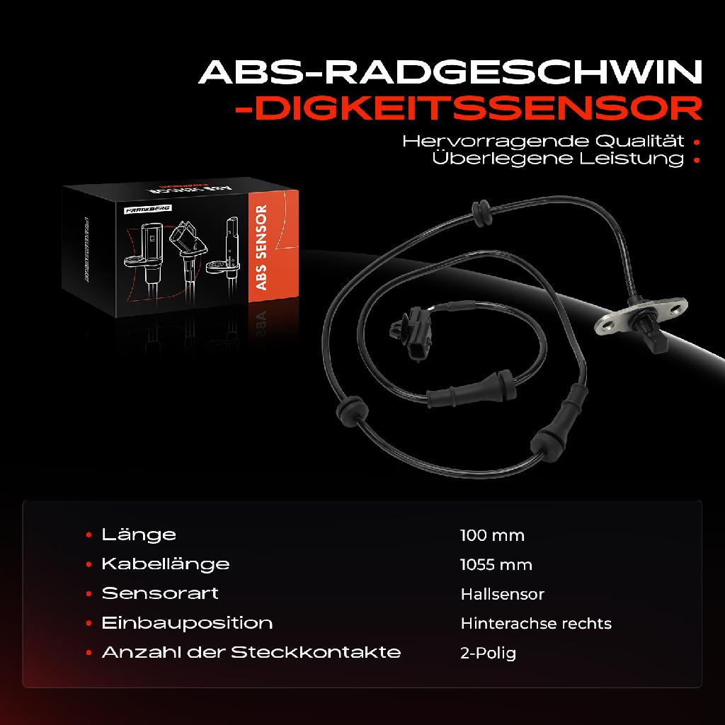 1x ABS Sensor Hinterachse rechts für Nissan NP300 Navara Pick-up Renault Alaskan 2.3L Bj ab 2015