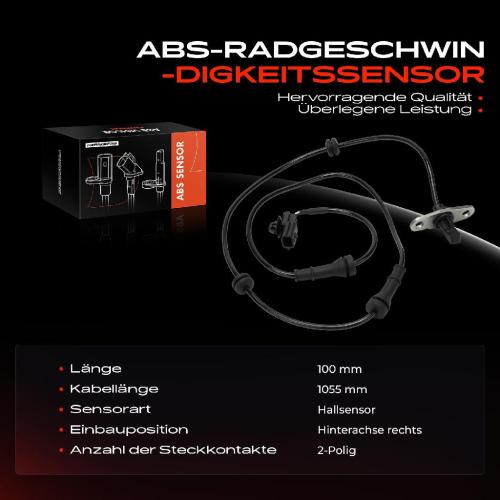 1x ABS Sensor Hinterachse rechts für Nissan NP300 Navara Pick-up Renault Alaskan 2.3L Bj ab 2015 Bild 1x ABS Sensor Hinterachse rechts für Nissan NP300 Navara Pick-up Renault Alaskan 2.3L Bj ab 2015