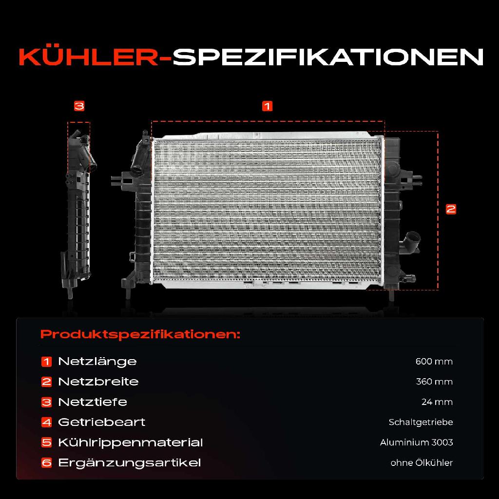 1x Kühler Wasserkühler Motorkühler für Opel Astra H L48 L08 L70 Zafira A05