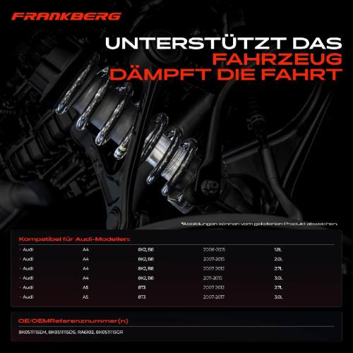 Frankberg 2x Fahrwerksfeder Hinterachse für Audi A4 8K2 B8 A5 8T3 1.8L 2.0L 2.7L 3.0L 2007-2017 Bild Frankberg 2x Fahrwerksfeder Hinterachse für Audi A4 8K2 B8 A5 8T3 1.8L 2.0L 2.7L 3.0L 2007-2017