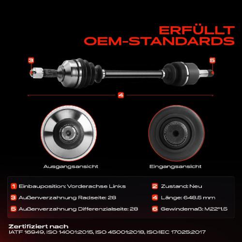 Frankberg 1x Antriebswelle Vorderachse Links für KIA Carnival I UP II GQ 2.9L 1999-2006 Bild Frankberg 1x Antriebswelle Vorderachse Links für KIA Carnival I UP II GQ 2.9L 1999-2006