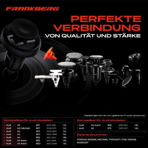 Frankberg 10x Befestigungsclips Stoßstange Radkasten für VW Golf Passat Jetta Audi A3 A4 A5 A6 A7 Bild Frankberg 10x Befestigungsclips Stoßstange Radkasten für VW Golf Passat Jetta Audi A3 A4 A5 A6 A7