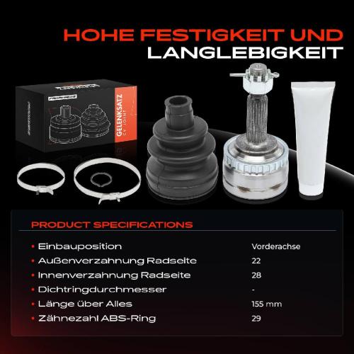 Frankberg 1x Antriebswelle Gelenksatz Vorderachse für Opel Combo Corsa B C Meriva Tigra Bild Frankberg 1x Antriebswelle Gelenksatz Vorderachse für Opel Combo Corsa B C Meriva Tigra