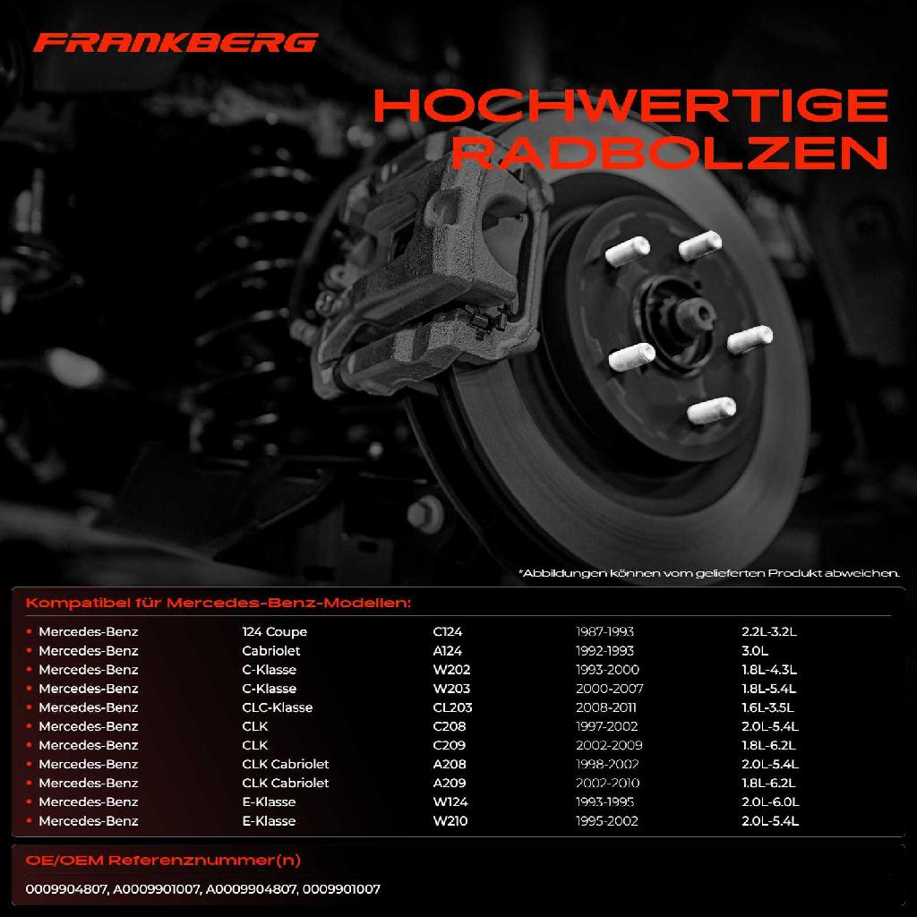 5x Radschraube für Mercedes-Benz 124 W124 190 W201 A W168 C W202 W203