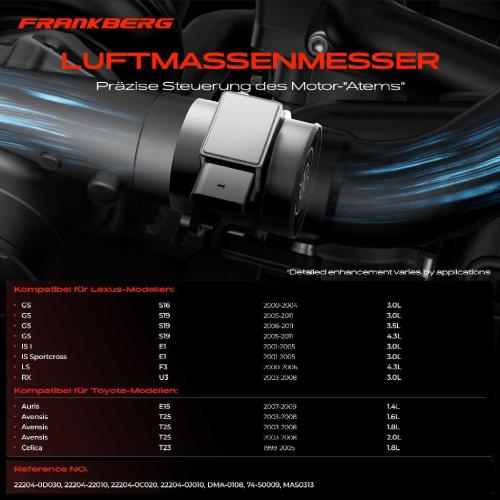 1x Luftmassenmesser für Lexus GS IS I Sportcross LS RX Toyota Auris Avensis Station Wagon Stufenheck Bild 1x Luftmassenmesser für Lexus GS IS I Sportcross LS RX Toyota Auris Avensis Station Wagon Stufenheck