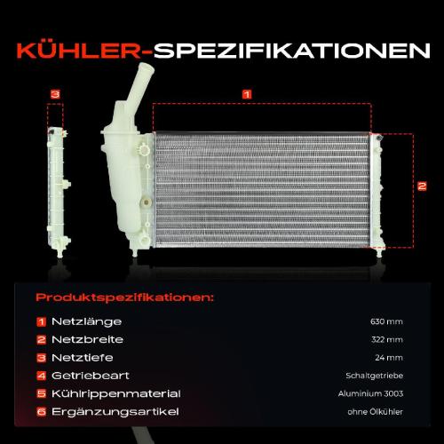 1x Kühler Wasserkühler Motorkühler für Lancia Y 840 1.2 L 1996-2003 Bild 1x Kühler Wasserkühler Motorkühler für Lancia Y 840 1.2 L 1996-2003