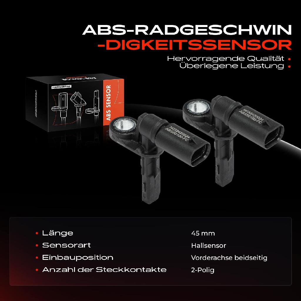 2x ABS Sensor Vorderachse beidseitig für Mercedes-Benz Esprinter Kasten Sprinter 3,5-T Bus 3-T B907 B910