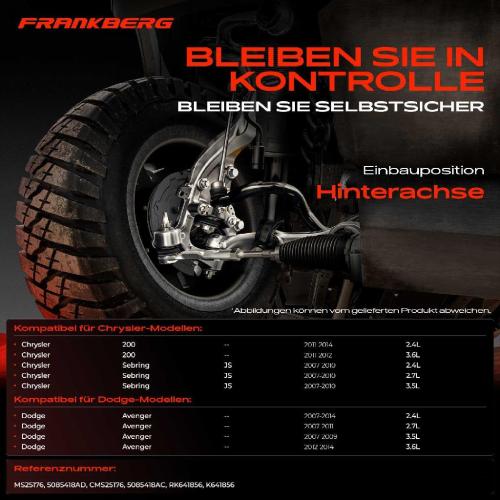 2x Querlenker Hinterachse für Chrysler 200 Cabriolet Sebring Dodge Avenger 2.4L 3.6L 2.7L 3.5L 2007-2014 Bild 2x Querlenker Hinterachse für Chrysler 200 Cabriolet Sebring Dodge Avenger 2.4L 3.6L 2.7L 3.5L 2007-2014