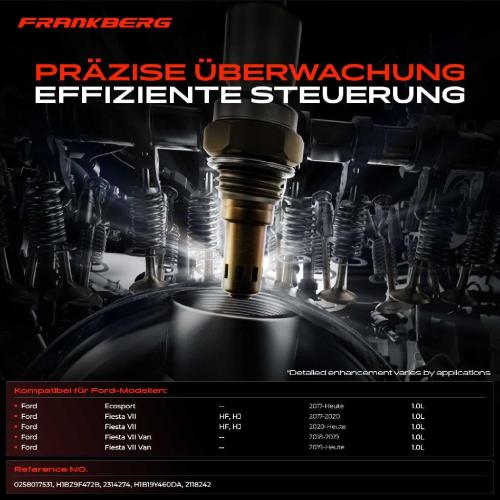 Frankberg 1x Lambdasonde Regelsonde Vor Katalysator für Ford Ecosport Fiesta VII Van HF HJ 1.0L Bj ab 2016 Bild Frankberg 1x Lambdasonde Regelsonde Vor Katalysator für Ford Ecosport Fiesta VII Van HF HJ 1.0L Bj ab 2016