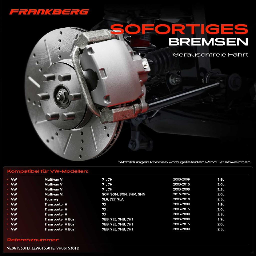 2x Bremsscheiben Vorderachse für VW Multivan V VI Touareg Transporter Bus Kasten Pritsche/Fahrgestell