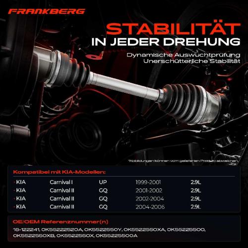 1x Antriebswelle Vorderachse Rechts für KIA Carnival I UP II GQ 2.9L 1999-2006 Bild 1x Antriebswelle Vorderachse Rechts für KIA Carnival I UP II GQ 2.9L 1999-2006