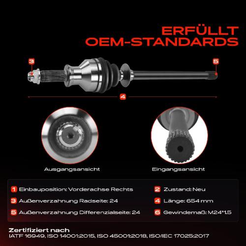 1x Antriebswelle Vorderachse Rechts für Land Rover Discovery II L318 2.5L 4.0L 1998-2004 Bild 1x Antriebswelle Vorderachse Rechts für Land Rover Discovery II L318 2.5L 4.0L 1998-2004