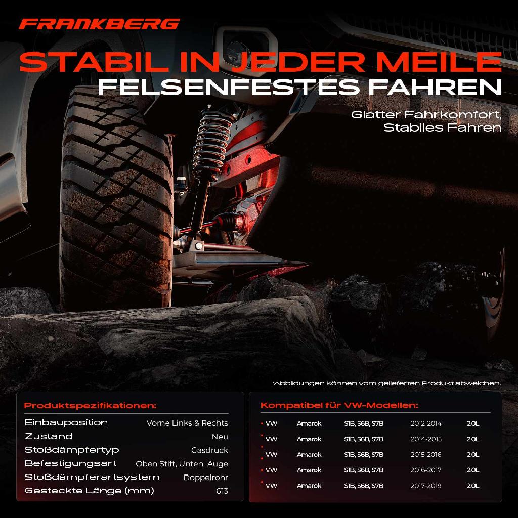 2x Stoßdämpfer Vorderachse für VW Amarok 2HA 2HB S1B S6B S7A S7B S1B S6B S7B Bj ab 2010