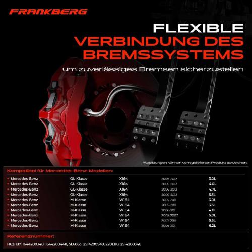 Frankberg 1x Bremsschlauch Bremsschläuche Vorderachse Links oder Rechts für Mercedes-Benz GL-Klasse M-Klasse X164 W164 4matic Bild Frankberg 1x Bremsschlauch Bremsschläuche Vorderachse Links oder Rechts für Mercedes-Benz GL-Klasse M-Klasse X164 W164 4matic
