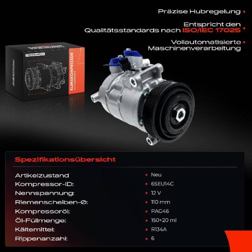1x Klimakompressor für BMW 1er F20 F21 3er F30 F80 3er Touring F31 1.6L 2011-2019 Bild 1x Klimakompressor für BMW 1er F20 F21 3er F30 F80 3er Touring F31 1.6L 2011-2019