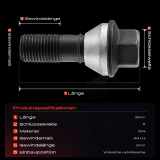 20x Radschraube für BMW X5 E53 F15 F85 7er E65 E66 E67 X6 F16 F86