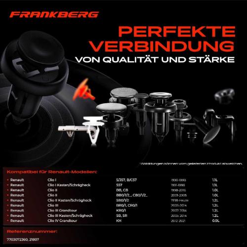 Frankberg 10x Befestigungsclips Stoßstange für Renault Clio III Grandtour Espace I II III Laguna Coupe Kangoo Bild Frankberg 10x Befestigungsclips Stoßstange für Renault Clio III Grandtour Espace I II III Laguna Coupe Kangoo