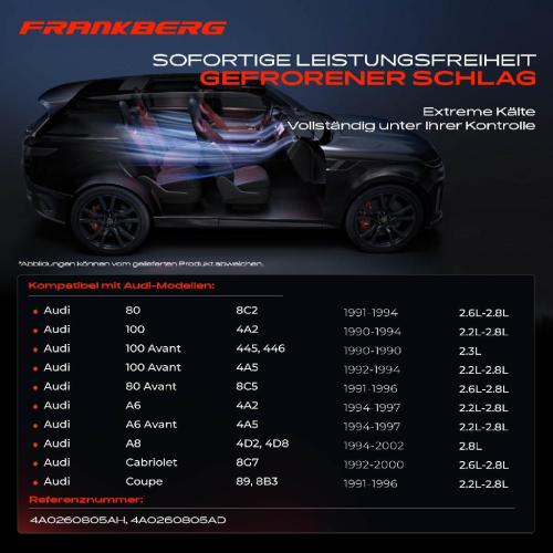 Frankberg 1x Klimakompressor für Audi A6 4A2 A8 4D2 4D8 80 8C2 100 4A2 2.2L-2.8L 1990-2000 Bild Frankberg 1x Klimakompressor für Audi A6 4A2 A8 4D2 4D8 80 8C2 100 4A2 2.2L-2.8L 1990-2000