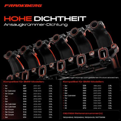 1x Ansaugbrücke Dichtungssatz für BMW 1er 3er 5er 7er X3 X5 X6 Bild 1x Ansaugbrücke Dichtungssatz für BMW 1er 3er 5er 7er X3 X5 X6