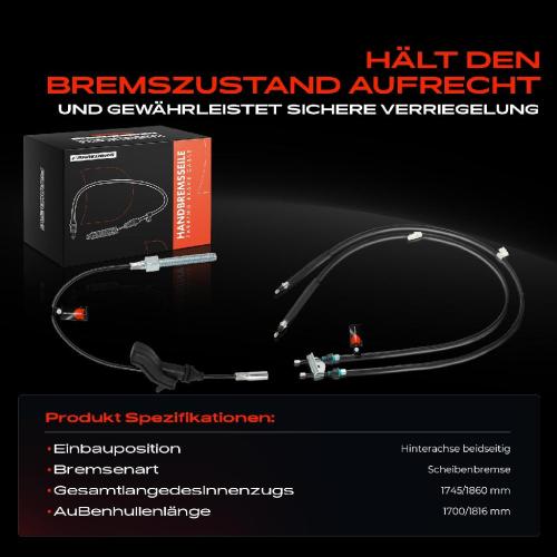 2x Seilzug Feststellbremse Hinterachse beidseitig für Volvo C70 II Cabriolet C30 S40 II V50 Bild 2x Seilzug Feststellbremse Hinterachse beidseitig für Volvo C70 II Cabriolet C30 S40 II V50