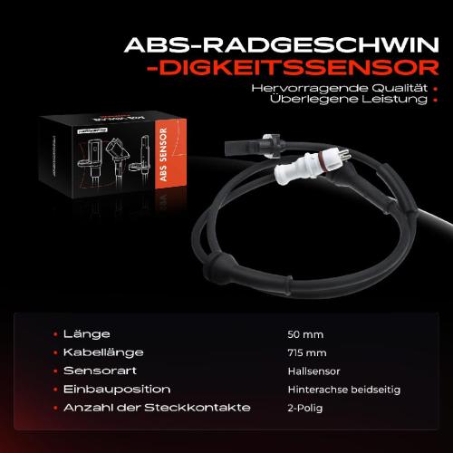 1x ABS Sensor Hinterachse beidseitig für Fiat Seicento/600 187 0.9L 1.1L 1997-2010 Bild 1x ABS Sensor Hinterachse beidseitig für Fiat Seicento/600 187 0.9L 1.1L 1997-2010