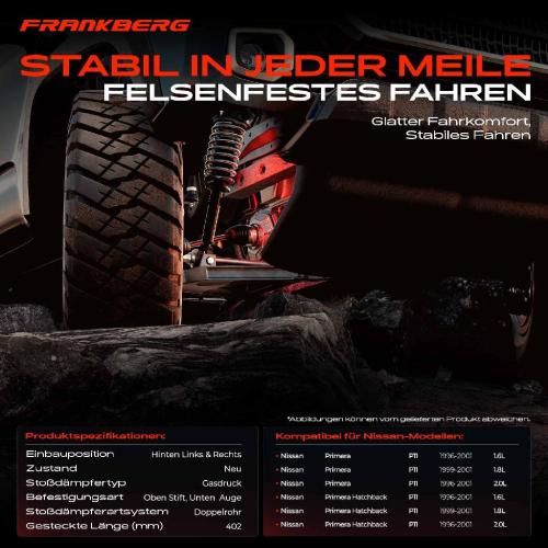 2x Stoßdämpfer Hinterachse für Nissan Primera P11 Primera Hatchback 1996-2001 Bild 2x Stoßdämpfer Hinterachse für Nissan Primera P11 Primera Hatchback 1996-2001