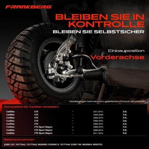 Frankberg 1x Querlenker Satz Vorderachse für Cadillac CTS Coupe Sport Wagon 2.0L 2.8L 3.0L 3.6L 6.2L 2008-2015 Bild Frankberg 1x Querlenker Satz Vorderachse für Cadillac CTS Coupe Sport Wagon 2.0L 2.8L 3.0L 3.6L 6.2L 2008-2015