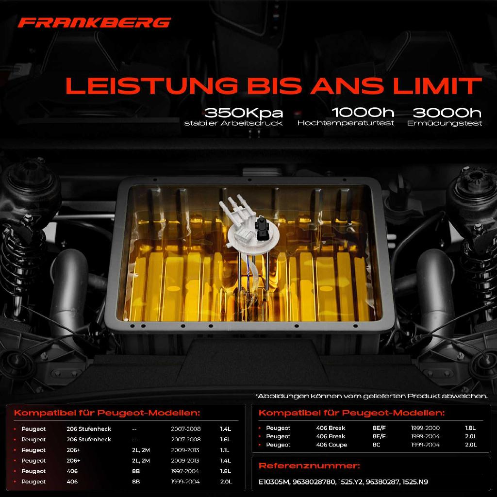 1x Kraftstoffpumpe für Peugeot 206 Stufenheck 206 406 Break Coupe 1.4L 1.6L 1.1L 1.8L 2.0L 1997-2013